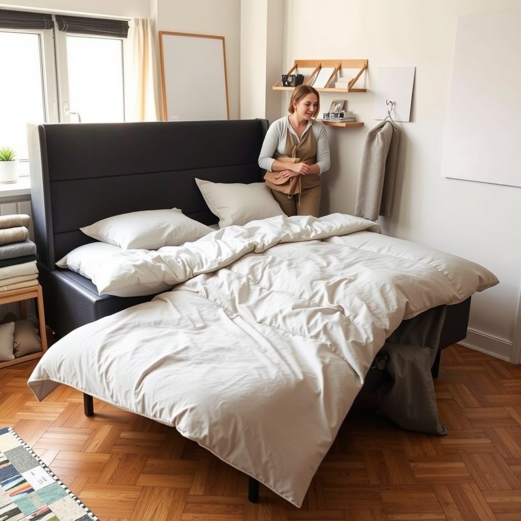 Stylish futons in a compact living space